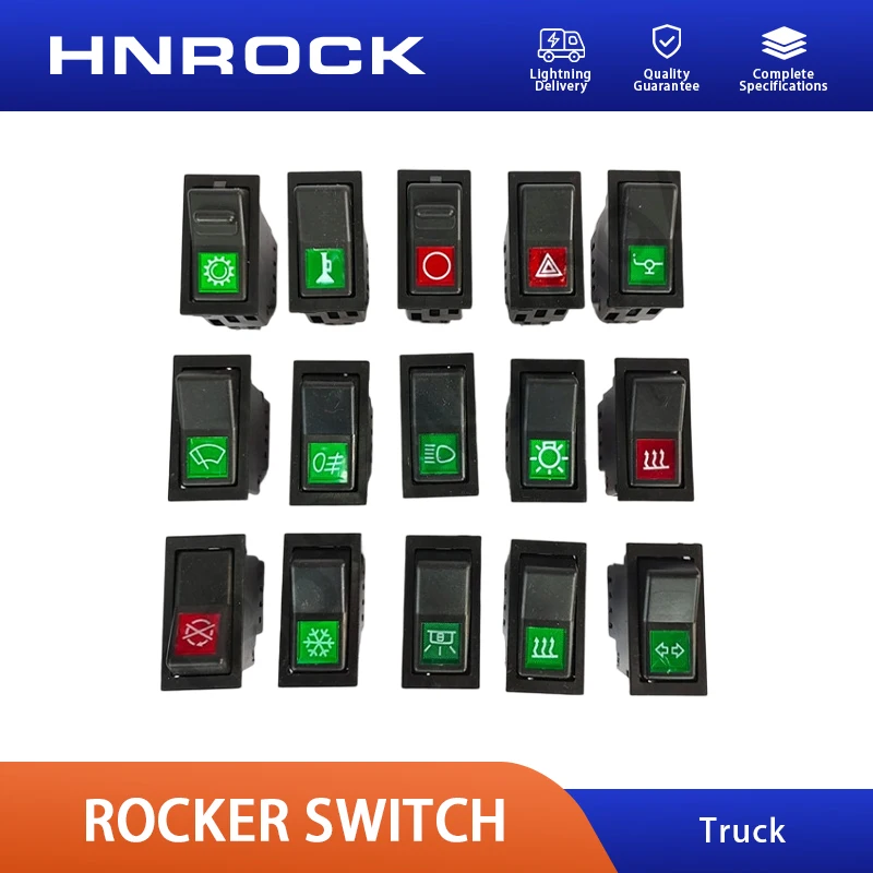 NEW HNROCK Rocker Switch Light Switch Power Steering Alarm Horn Truck Cargo Switch Tractor Harvester Accessories 12/24V