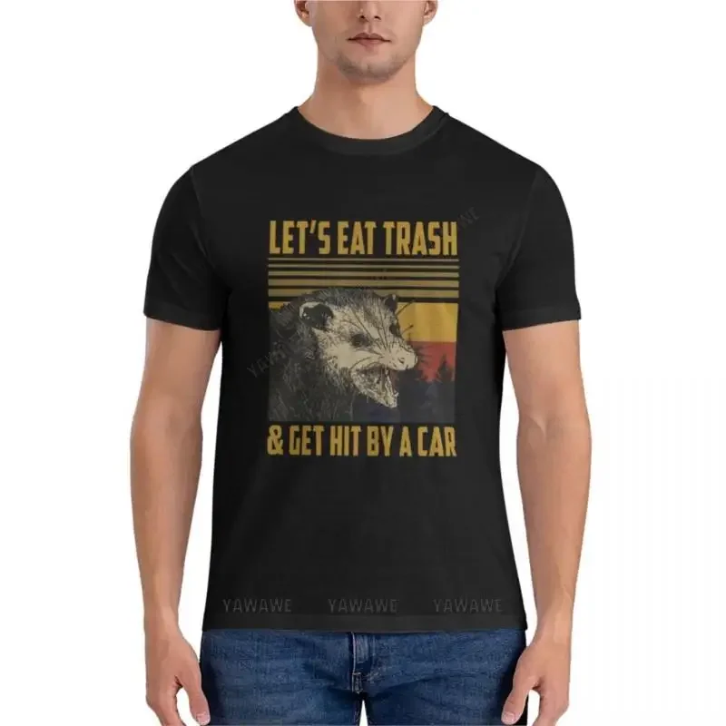 men t-shirt Let's Eat Trash Get Hit By A Car Essential T-Shirt black t-shirts for men  shirt summer male tee-shirt