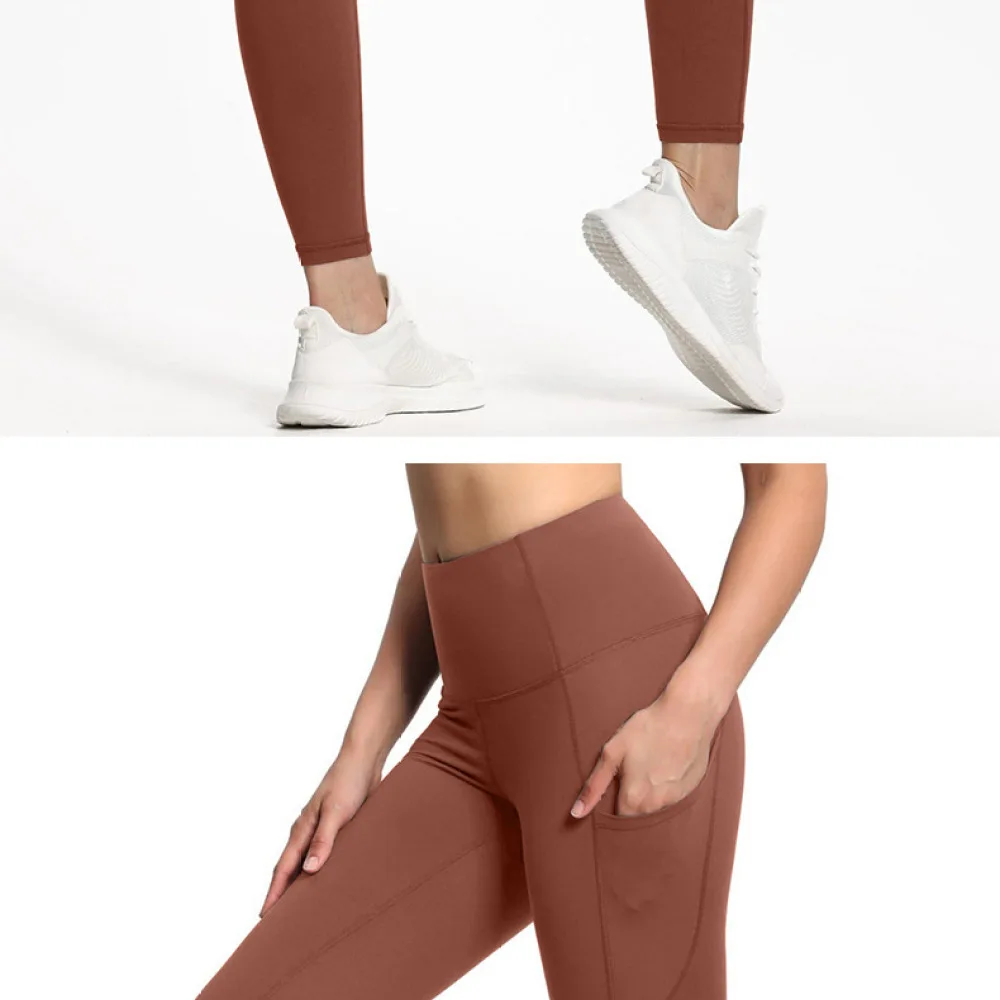 High Waist Yoga Trousers For Women Workout Leggings With Side Pockets Stretchy Breathable Athletic Pants Fitness Running Wear