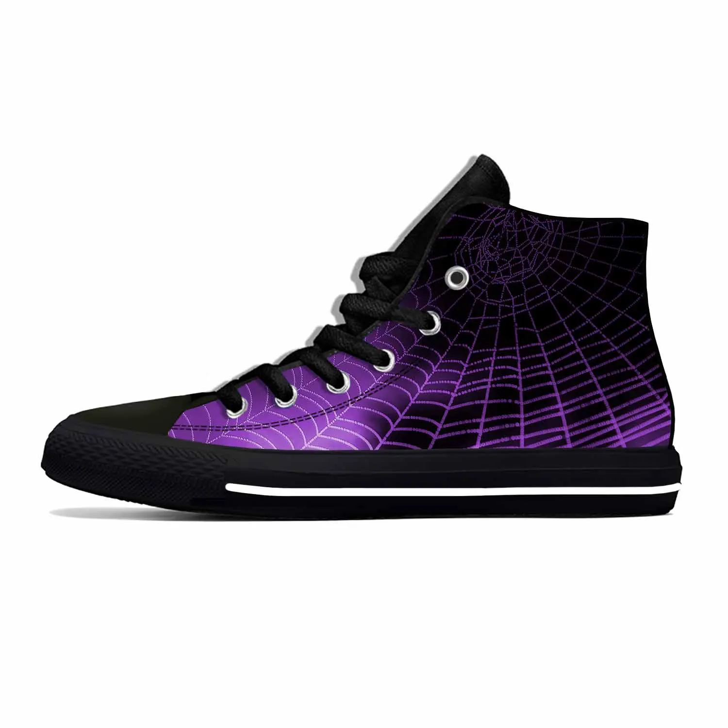 Spider Web Pattern Cobweb Spiderweb Anime Cartoon Casual Cloth Shoes High Top Lightweight Breathable 3D Print Men Women Sneakers