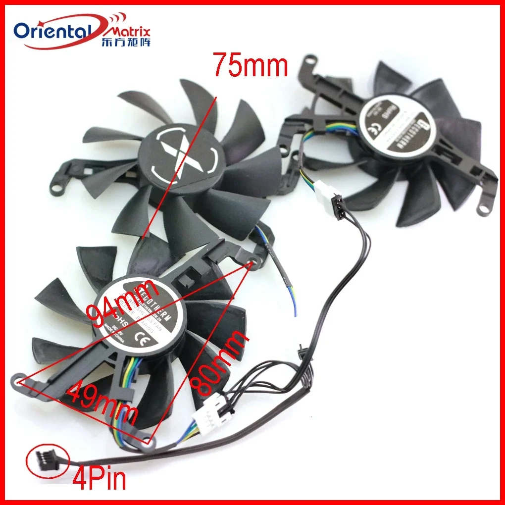 3pcs/lot FY08015M12LPA DC12V 75mm 4Pin For XFX RX6600XT 6650XT 8GB Speedster BLACK ME RC Speedster Graphics Card Cooling Fan