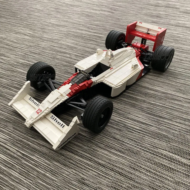 NEW Customed MOC 1592PCS Formula One Car MP4-4 F1 Cars Buiding Blocks Model with V6 Engine DIY Bricks Kit Toys Birthday Gift Set