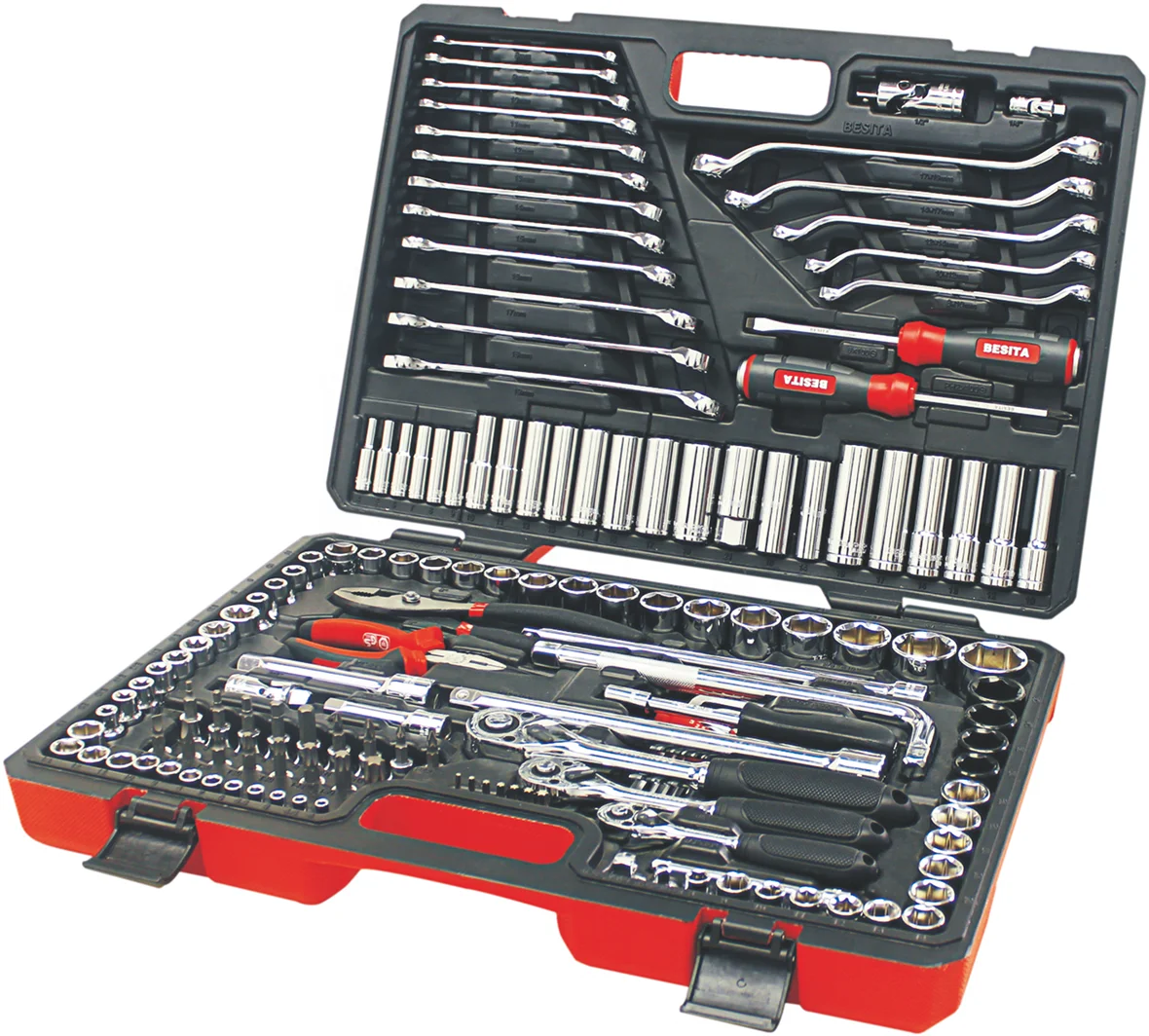 

BESITA 150PCS Metric Tool 1/2" & 3/8" & 1/4" Combination Ratchet Wrench Socket set