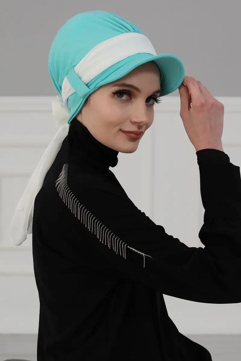 Chiffon cinto chapéu osso turquesa