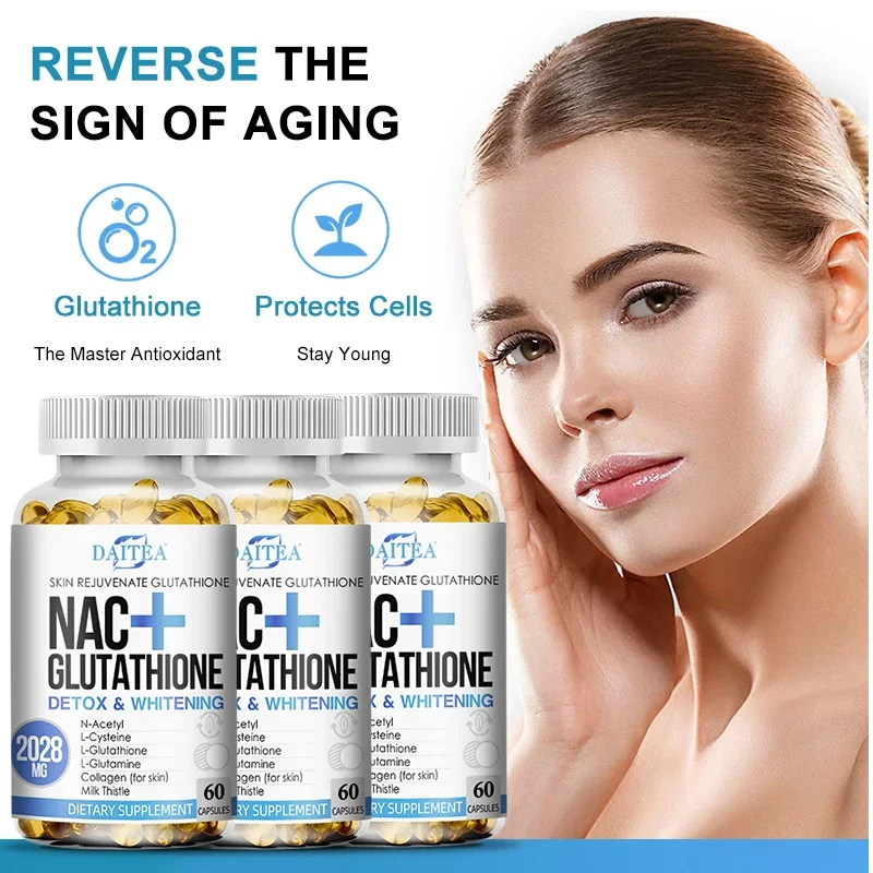 Glutathione Supplement, Active Form L-Glutathione, Antioxidant Non-GMO Immune System Support Cleansing and Detoxification