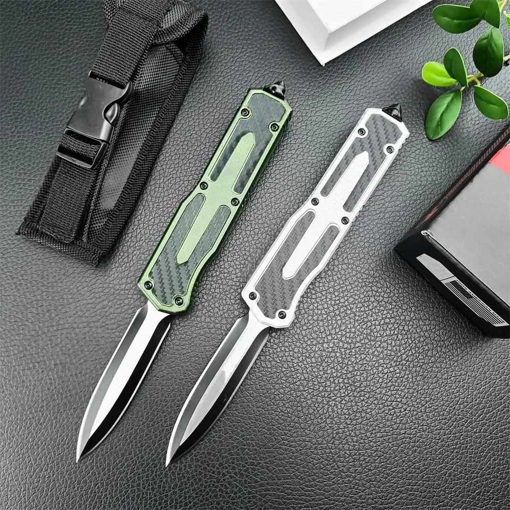 Outdoor Tactical MICR Assisted Knife 440C Blade Zinc Alloy+Carbon Fiber Handle EDC Knives Utility Hunting Pocket Tool