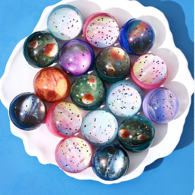 Space Theme Bounce Ball Starry Sky Planet Rubber Jumping Ball Kids Birthday Party Favos Toys Pinata Filler Christmas Gift