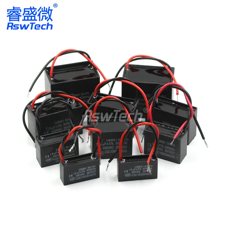 CBB61 starting capacitance AC Fan Capacitor 450V CBB Motor Run Capacitor 1UF 1.2UF 1.5UF 2UF 2.5UF 3UF 3.5UF 4UF