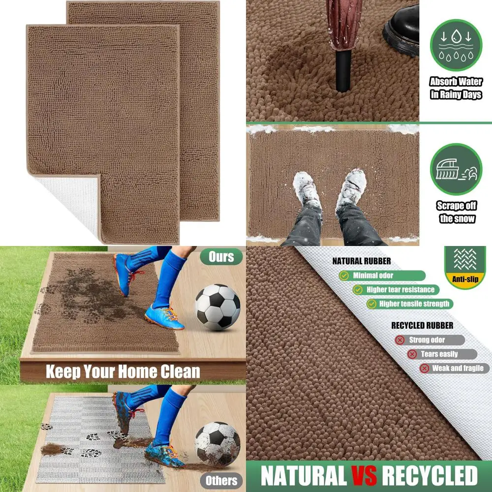 

Absorbent Outdoor Doormat, 36 x 24, Washable for Muddy Paws, Non-Slip Indoor Door Mat for Dogs, Entryway Mat in Camel