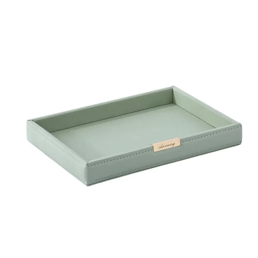 

Nordic Desktop Storage Tray Square Leather Cosmetic Storage Basket Multifunctional Elegant Jewelry Storage Box Living Room