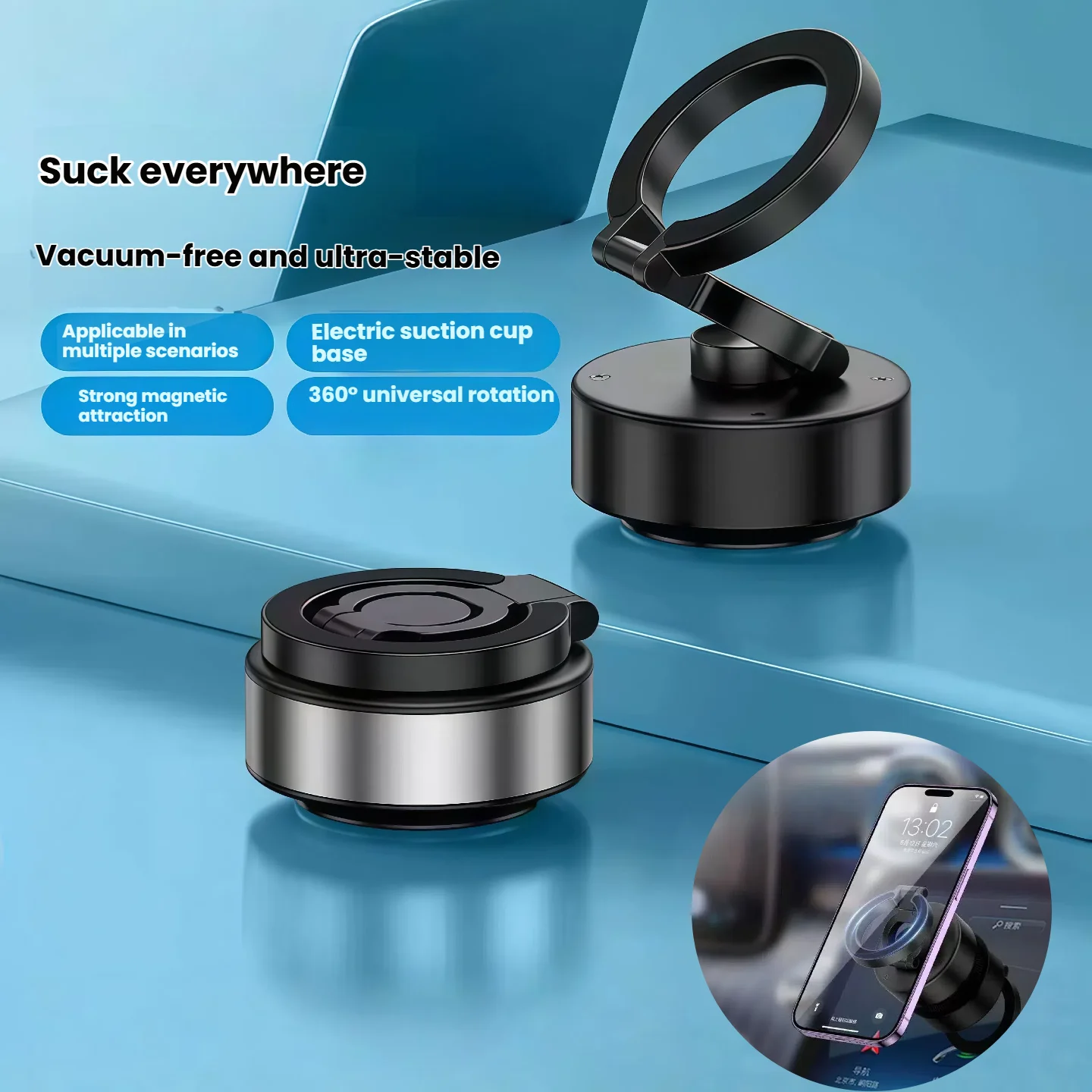 

Модернизированный магнитный автомобильный держатель для телефона, электрический вакуумный всасывающий многоразовый складной регулируемый угол для iPhone 16 15