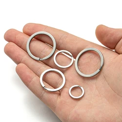 20pcs Stainless Steel Key Rings 12-30mm Round Flat Split Rings Keyring for DIY Keychain Loops Connectors Jewelry Making Supplies