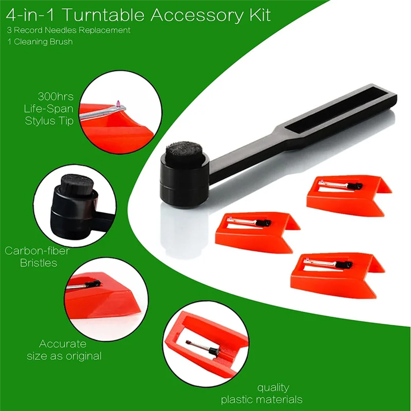 3 Pack Record Player Needles Replacement With Stylus Cleaning Brush, Turntable Stylus Needles For Victrola,Crosley-AT20