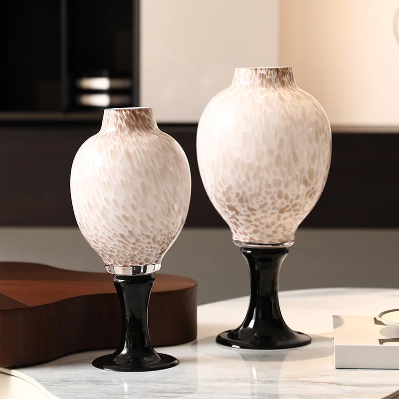 منتصف العمر عالية القدم شكل فني الخزف الأبيض مزهرية زجاجية ملونة تشكيلة زهور نمط الوسابي B & B غرفة المعيشة #1