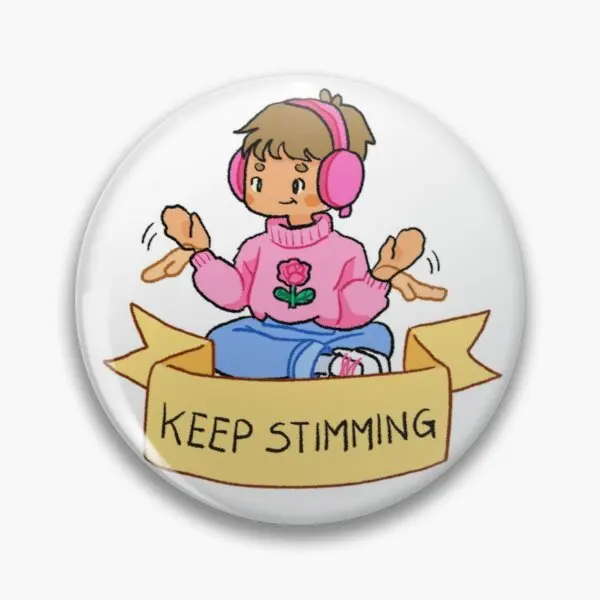 Autism Keep Stimming Sticker  Soft Button Pin Jewelry Lover Funny Women Gift Brooch Clothes Creative Hat Metal Fashion Cute