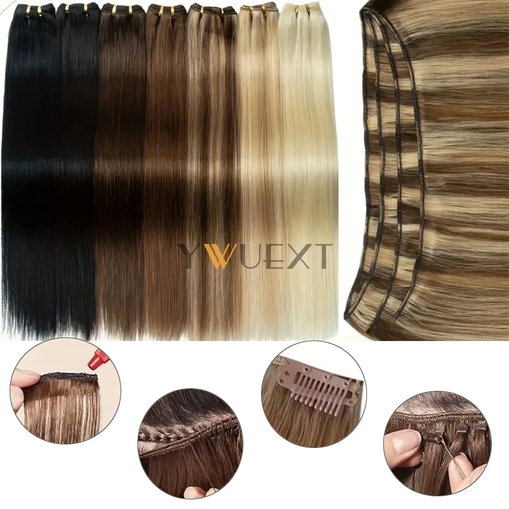 Menselijk Haar Inslag Extensions Recht 12 "-24" Inch Machine Remy Menselijk Haarverlenging 50 g/pak Kan Krullend haar Weeft