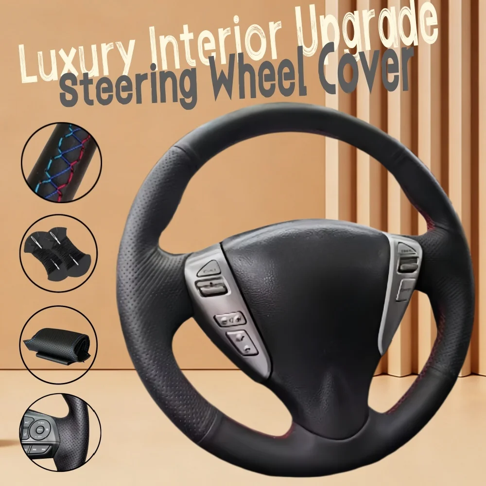 

Customize Microfiber Leather Car Steering Wheel Cover Tiida Sylphy Sentra Note 2014 Steering Wrap Cover For Nissan Versa