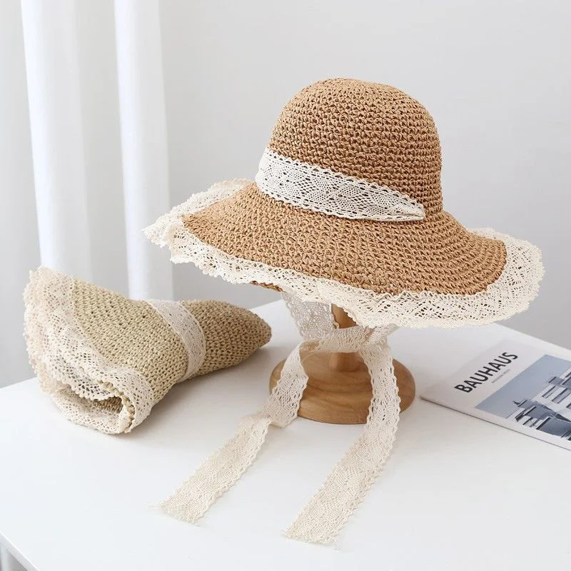 Sombrero de paja plegable para mujer, gorro de playa de ala ancha y grande, protección UV, ideal para vacaciones de verano