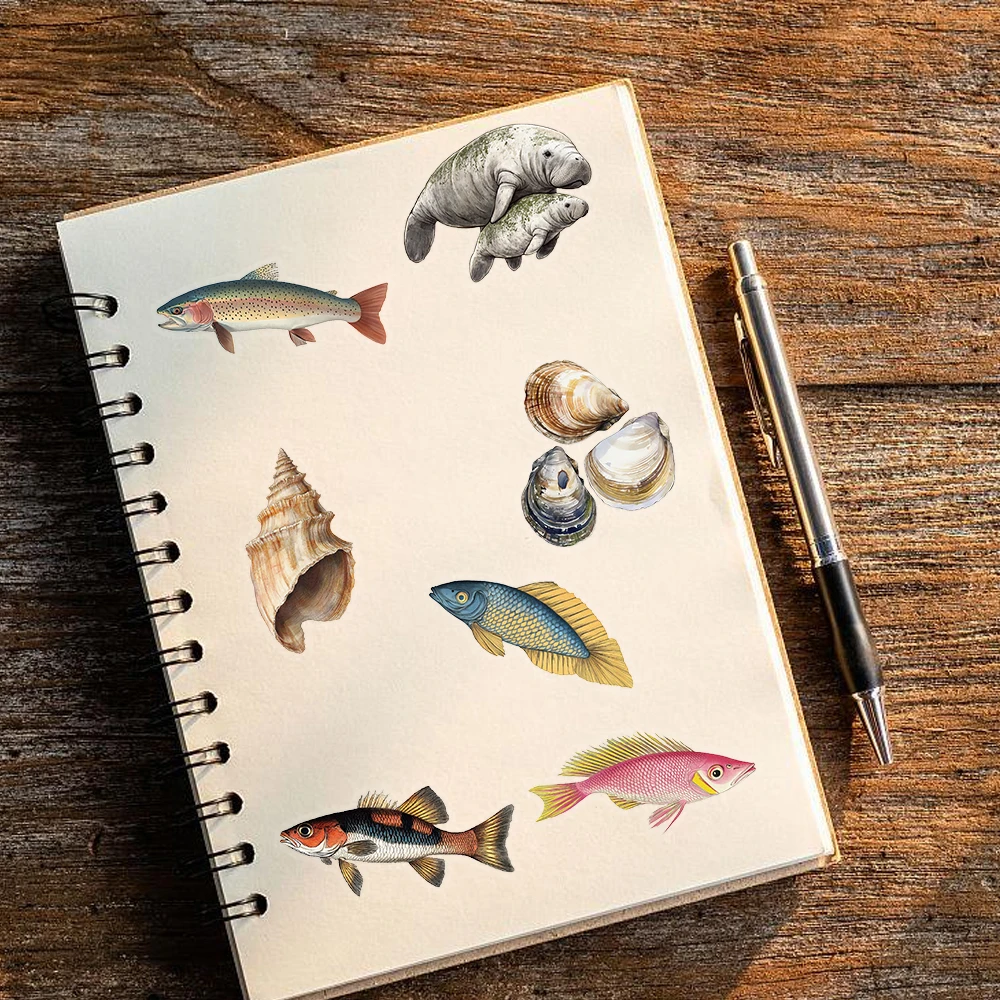 50 قطعة ملصقات الكائنات البحرية Harajuku لوح التزلج الإبداعي ورقة الهاتف الأمتعة مقاوم للماء هدايا الكمبيوتر ورقة Chambre