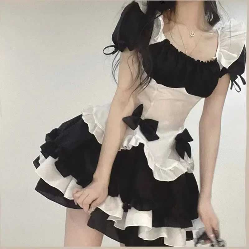 

Lolita Maid Dress for Daily Cute Soft Girl JapaneseOutwear Large Size Tie up Maid Anime Costume Stage Performance