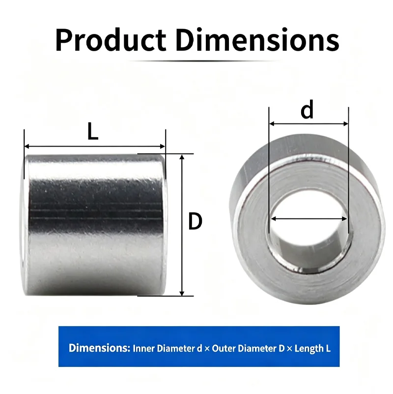 M3 Round Thick Aluminum Spacer Sleeve | Aluminum Bushing Washer, Adjustable Isolation Shim, Aluminum Positioning Collar