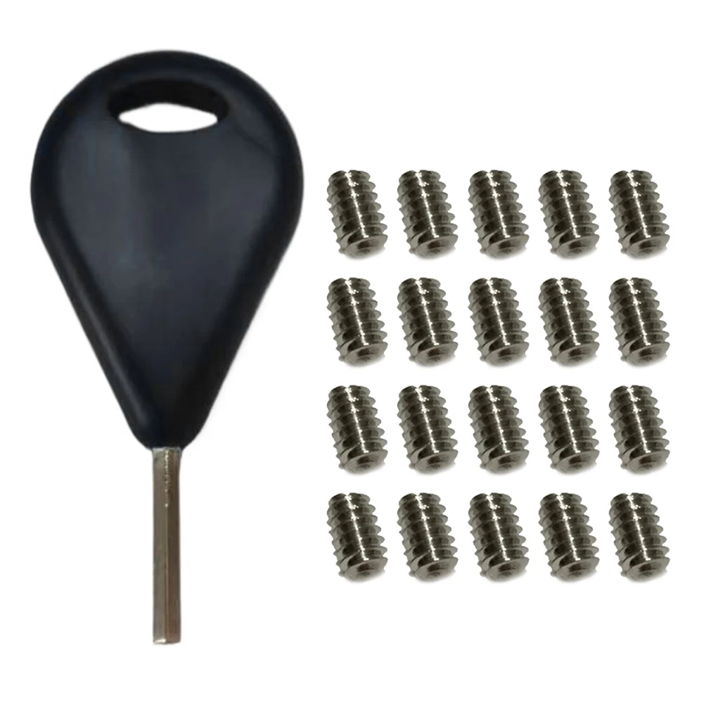 Complete Surfboard Fin Screws Set with Fin Key and Tail Fin Wrench Stainless Steel 3/16 24 8inch for Surfboard Use