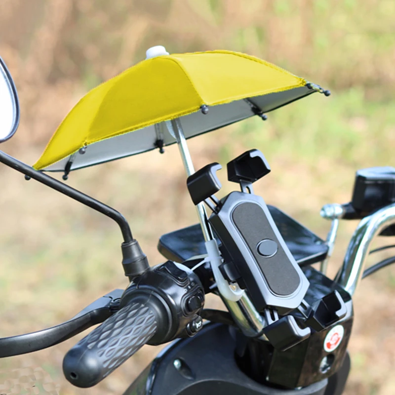 1PC Motorcycle Phone Holder Mini Sunshade Umbrella Anti-UV Rain-proof Polyester Mobile Automatic Umbrella Bicycle Decoration