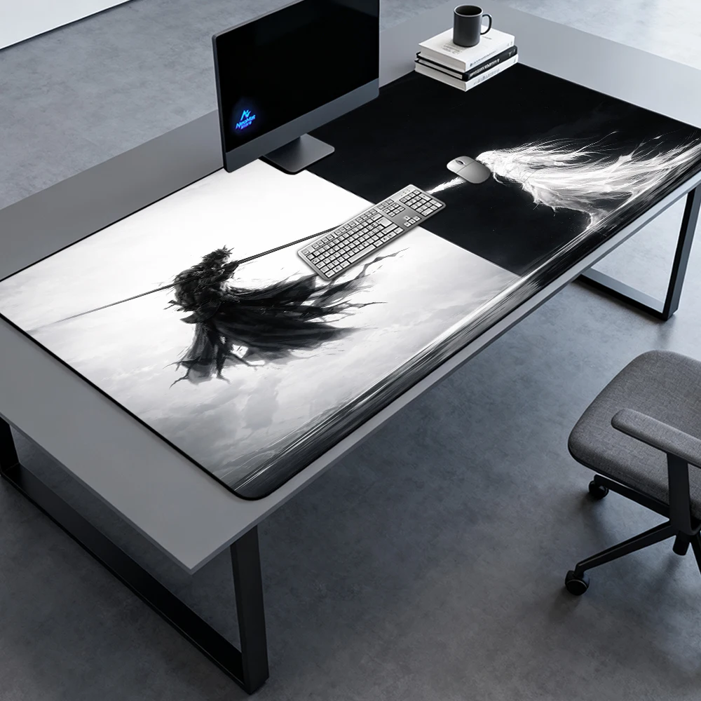 Monochrome Fantasy Mouse Pad Gaming Desk Mat 160x60 1800x600 White Black Large Mousepad Accessories Full Desk Mousepads