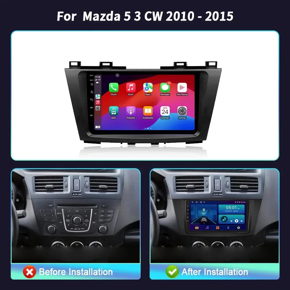 For Mazda 5 3 CW 2010 - 2015 Android 14 Car Radio Multimedia Navigation Wireless Carplay Stereo Head Unit Screen WIFI