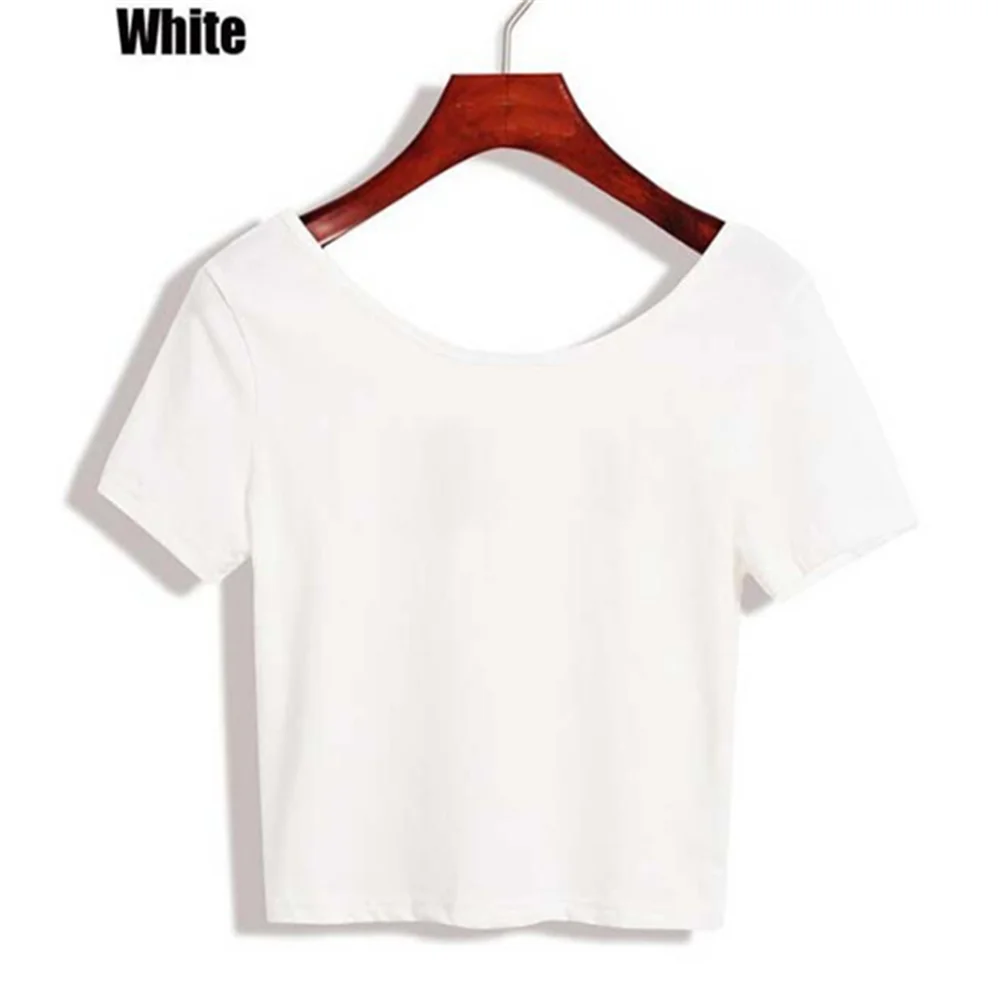 Girocollo da donna manica corta Y2K solido bianco verde top Double foderato Slim Fit magliette Basic Tee Dropshipping