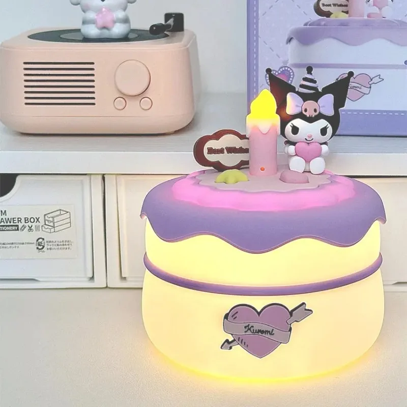 

Sanrio Hello Kitty Kuromi Cinnamoroll Girls Bedroom Kawaii Creative Cake Night Light Anime Cartoon Children Sleep Aid Lamp Gift