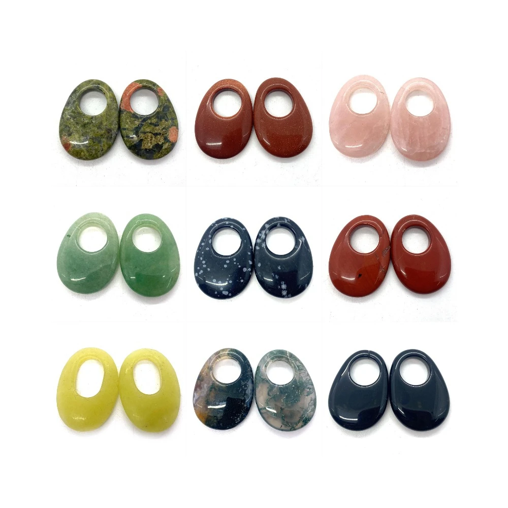 

Natural Stone Black Agate Egg Shape Pendants 25x35mm Moss Agate Red Stone Opal Charms DIY Making Nekcklace Accessory 1pc Supply