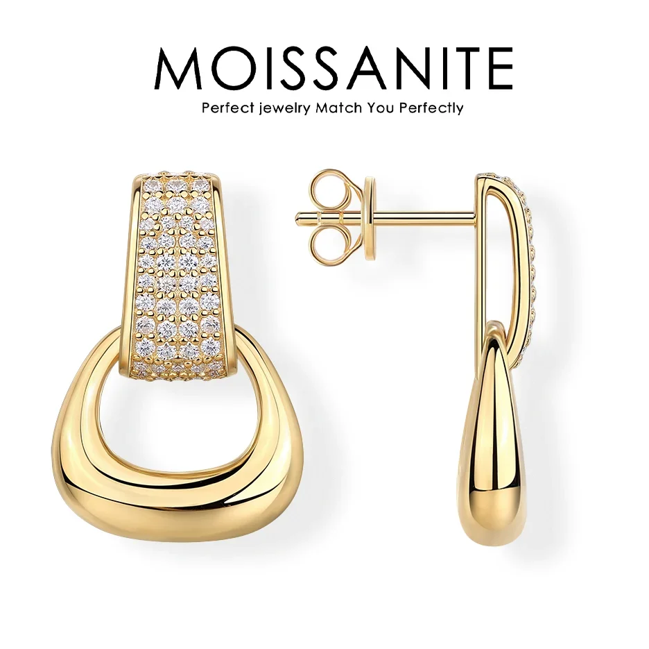 

0.31ctw Luxe Handbag-Inspired Moissanite Hoop Earrings – 18K Gold Plated S925 Silver, Timeless Glamour for Everyday Elegance