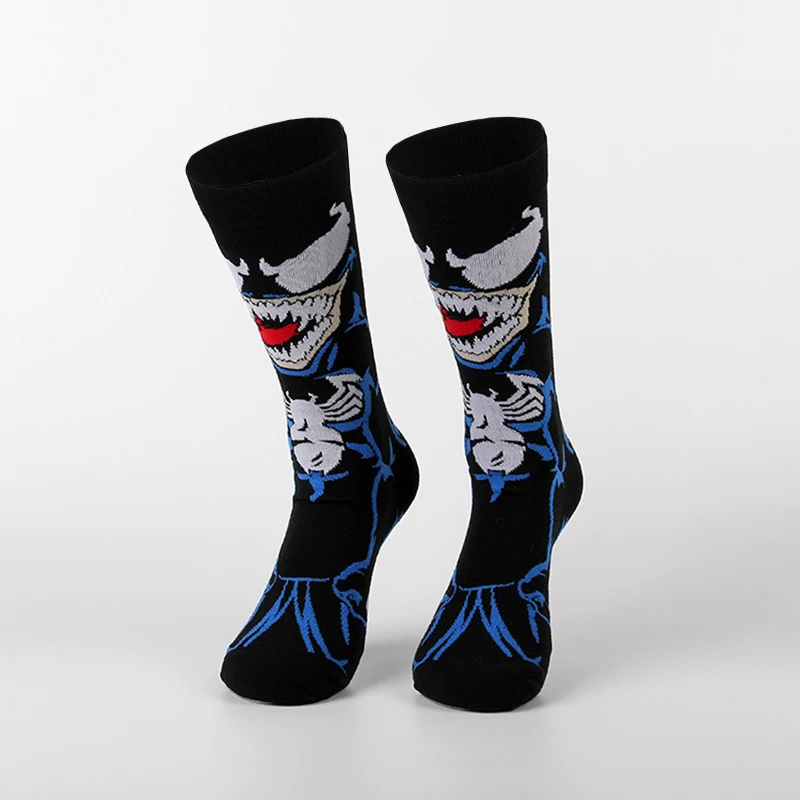 2 Pairs of Men\'s Fashionable and Trendy Cartoon Anime Pattern Crew Socks Comfortable And Soft Outdoor Sports Pressure Socks