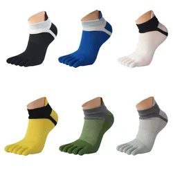 1Pair Mens Cotton Toe Socks Five Finger Solid Sport Ankle Breathe Low Cut Classic Breathable Running Finger Socks For Trainer