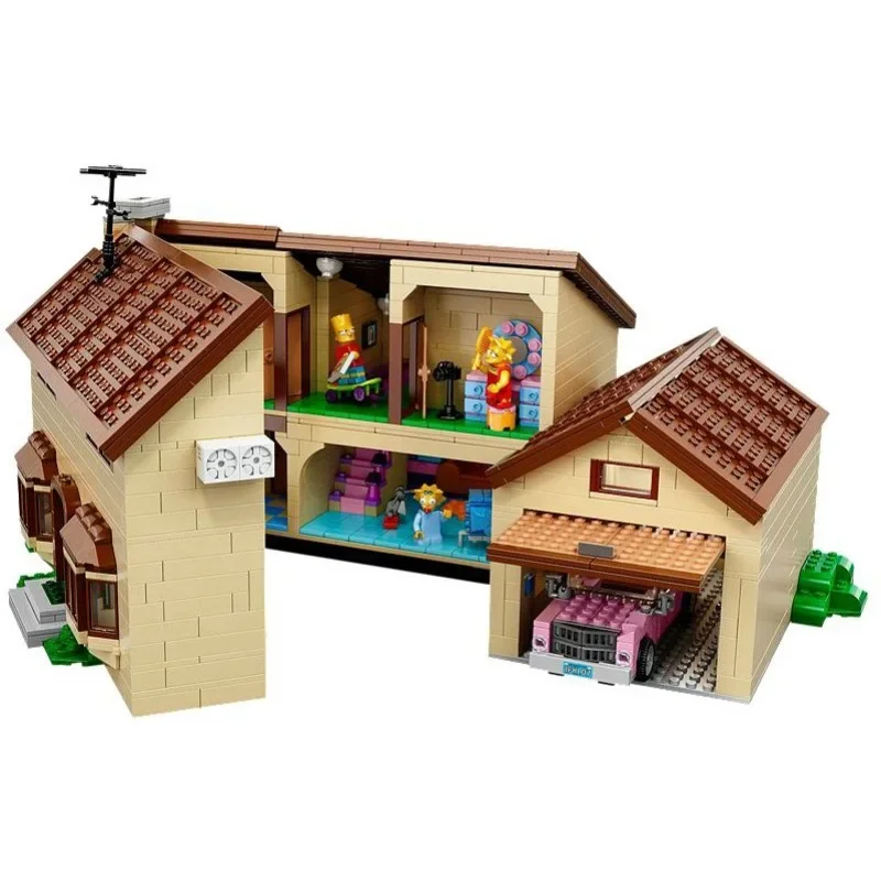 2580PCS Building Blocks Building Simpson Cottage Building Blocks Toys Kids Birthday, Christmas Gifts Whole Family Assembly