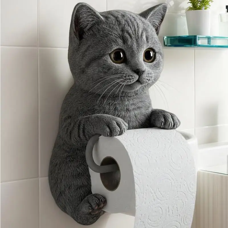 

Держатель для туалетной бумаги с милым котом, настенное крепление, держатель для туалетной бумаги для кошек, настенная стойка для рулонов, милый диспенсер для домашней туалетной комнаты