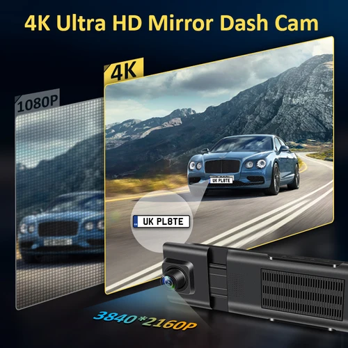 Imagen 2 del producto Jansite 11,26 ""4K cámara de salpicadero DVR para coche 2160P cámara frontal y trasera 1080P grabadora de Control remoto Wifi lente Dual tipo C Sony IMX307