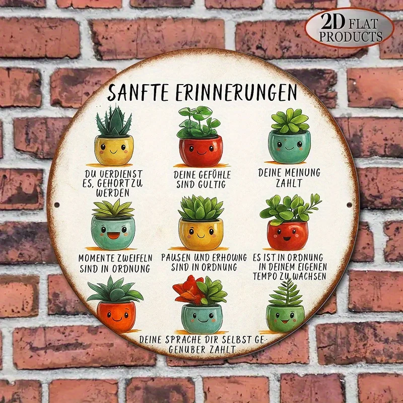 CIFBUY Waterproof Durable Vintage Succulents Reminder 2D Flat Aluminum Wall Art Metal Tin Sign Plaque for Home Office Cafe Decor