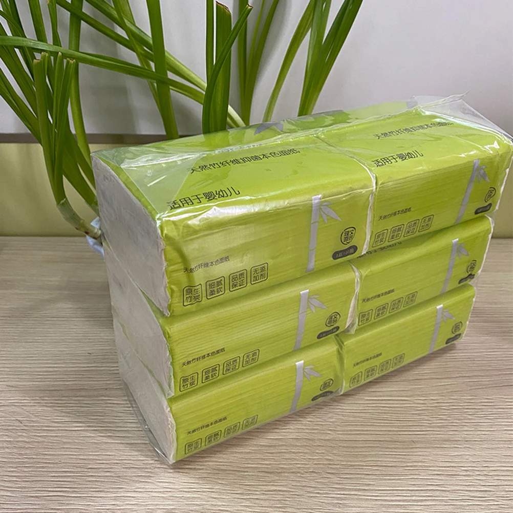 

6 Packs Bamboo Pulp Paper Napkins Soft Durable Absorbent Eco Friendly Towels Restaurant Home Office Useトイレペーパー