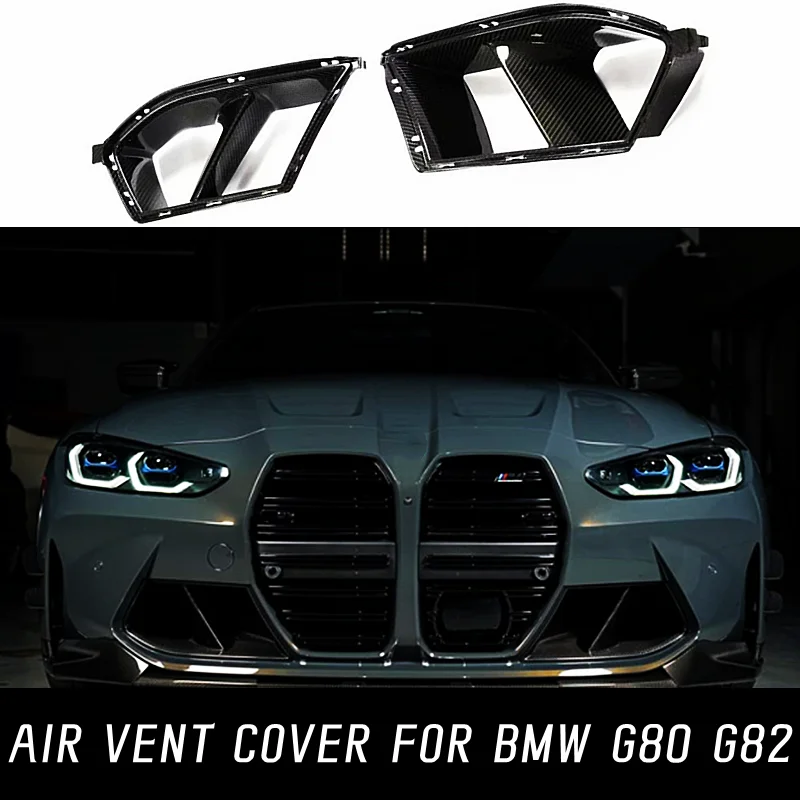 For BMW G80 M3 G82 M4 2021 22 23 Dry Carbon Fiber Front Bumper Racing Grills Air Vent Cover Side Outlet Intake Car Accessories