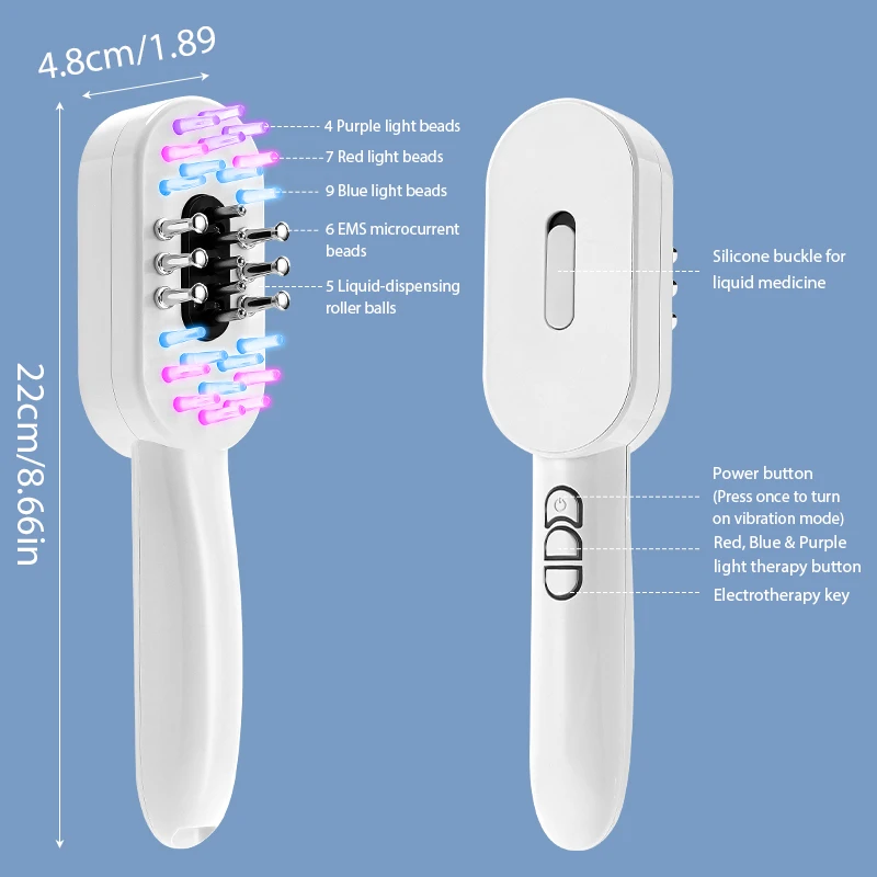 Electric Vibration Massage Comb Current Head Meridian Massager Anti Hair Loss Physiotherapy Red Blue Light Nourish Scalp Brush