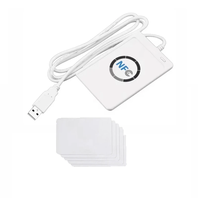 Acr122u rfid ic leitor de cartão inteligente duplicador + 5xcuid cartão escritor copiadora clone gravável 13.56mhz id ic cartão copiadora