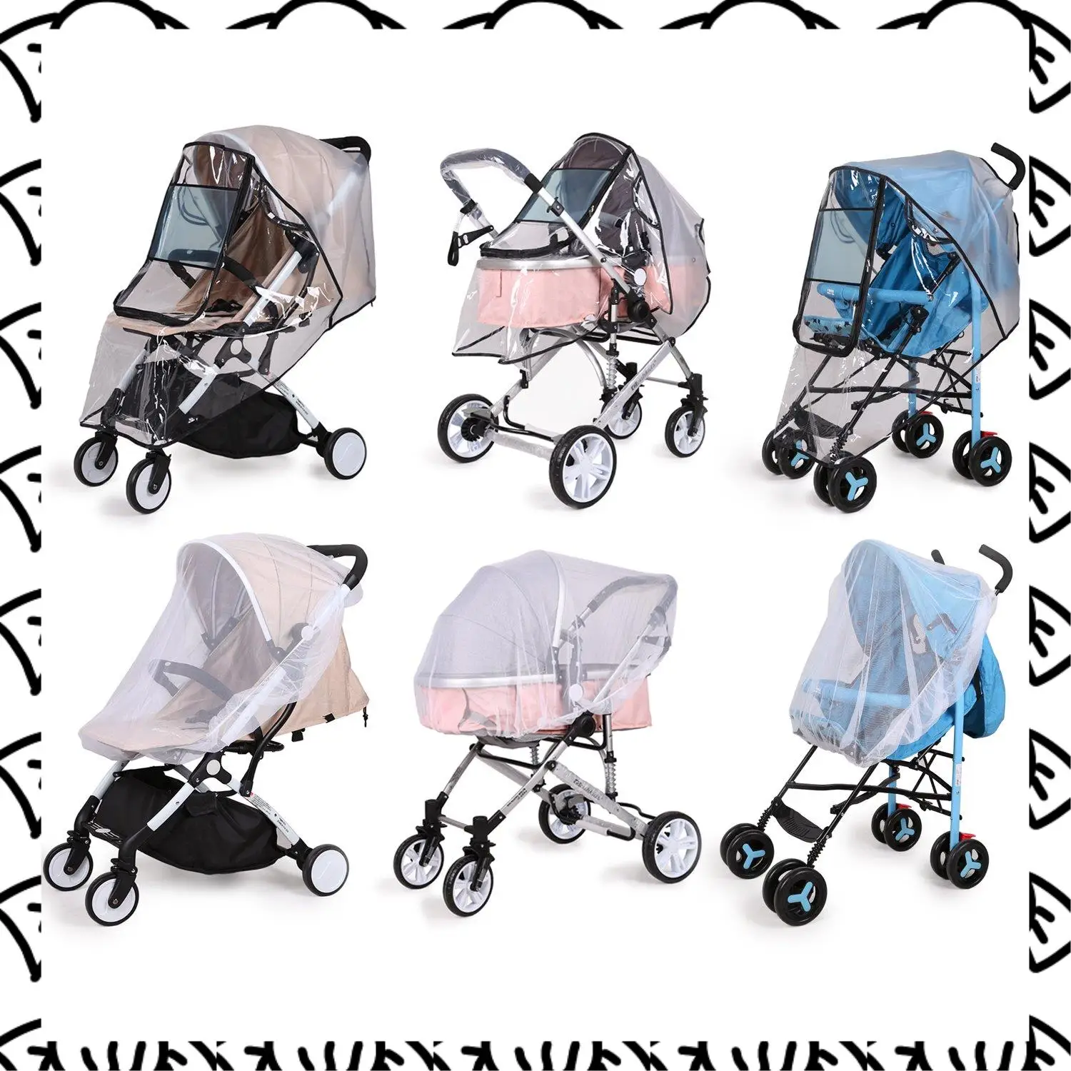 A71Z Stroller Rain Cover Universal, Baby Travel Weather Shield, Windproof Waterproof, Protect From Dust Snow