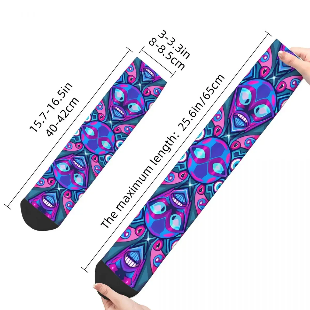 Happy Men's Socks Weird Robot Alien Digital Painting Alien And UFO Pattern Harajuku Novelty Crew Sock Gift Pattern Printed