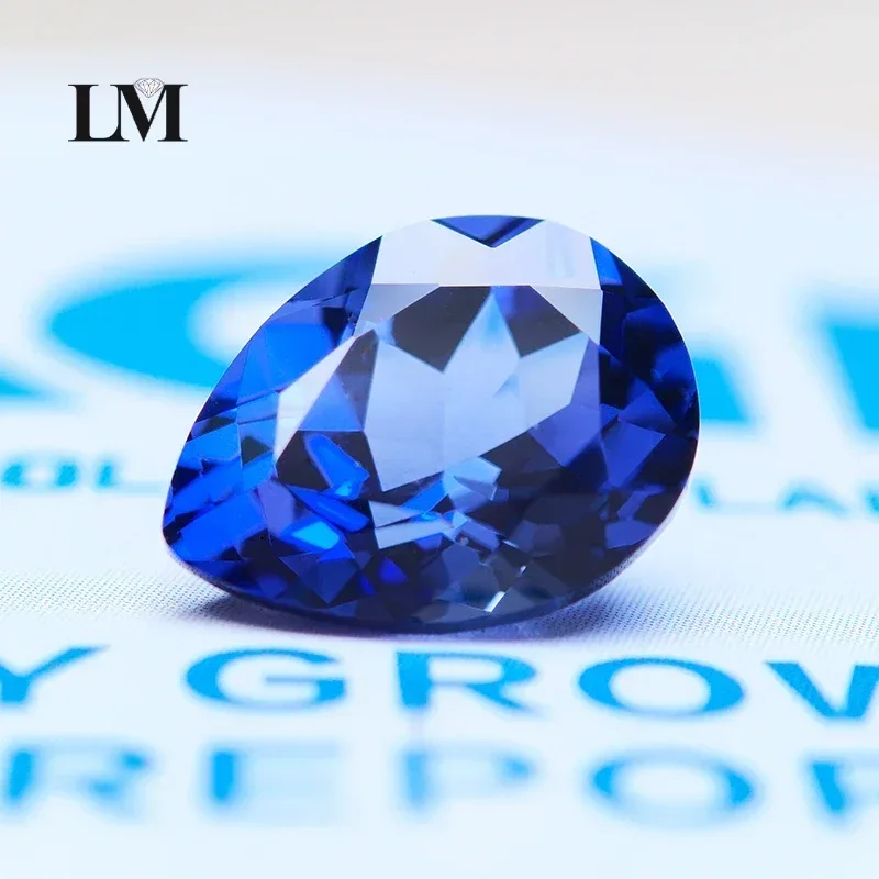 

Lab Grown Sapphire Pear Shape Royal Blue VVS1 Gemstone For Charms Diy Jewelry Pass Diamond Tester Selectable AGL Certificate