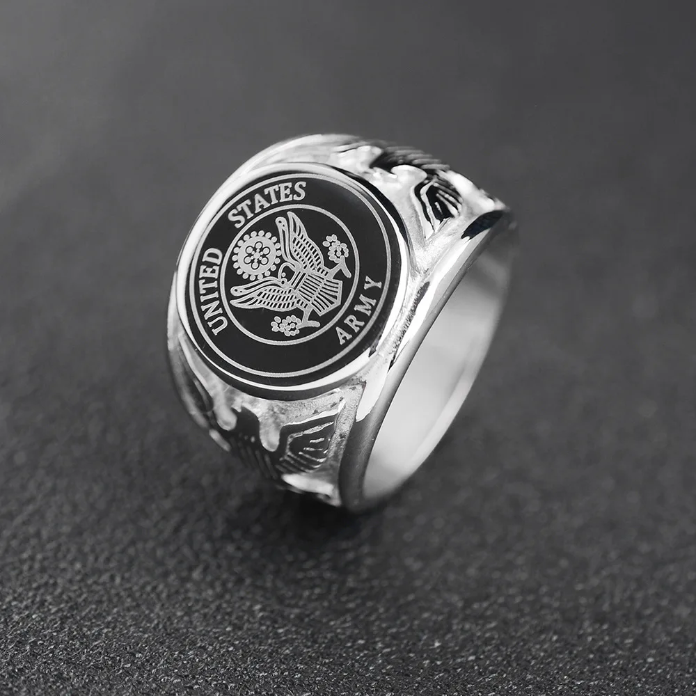 Stainless Steel Men Punk Rock USMC Ring Jewelry Fashion Army Navy Rings Gift