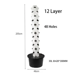 Greenhouse Growing Tower Kit, Hydroponics Growing System, 12Layer, 48Holes, Complete Agriculture Set
