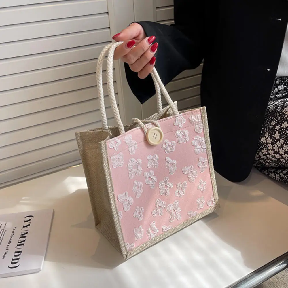 Sac fourre-tout à boutons en lin pour femmes, sac d'épicerie de grande capacité, sac à main décontracté, plage, évalué, sac à provisions écologique portable, mode