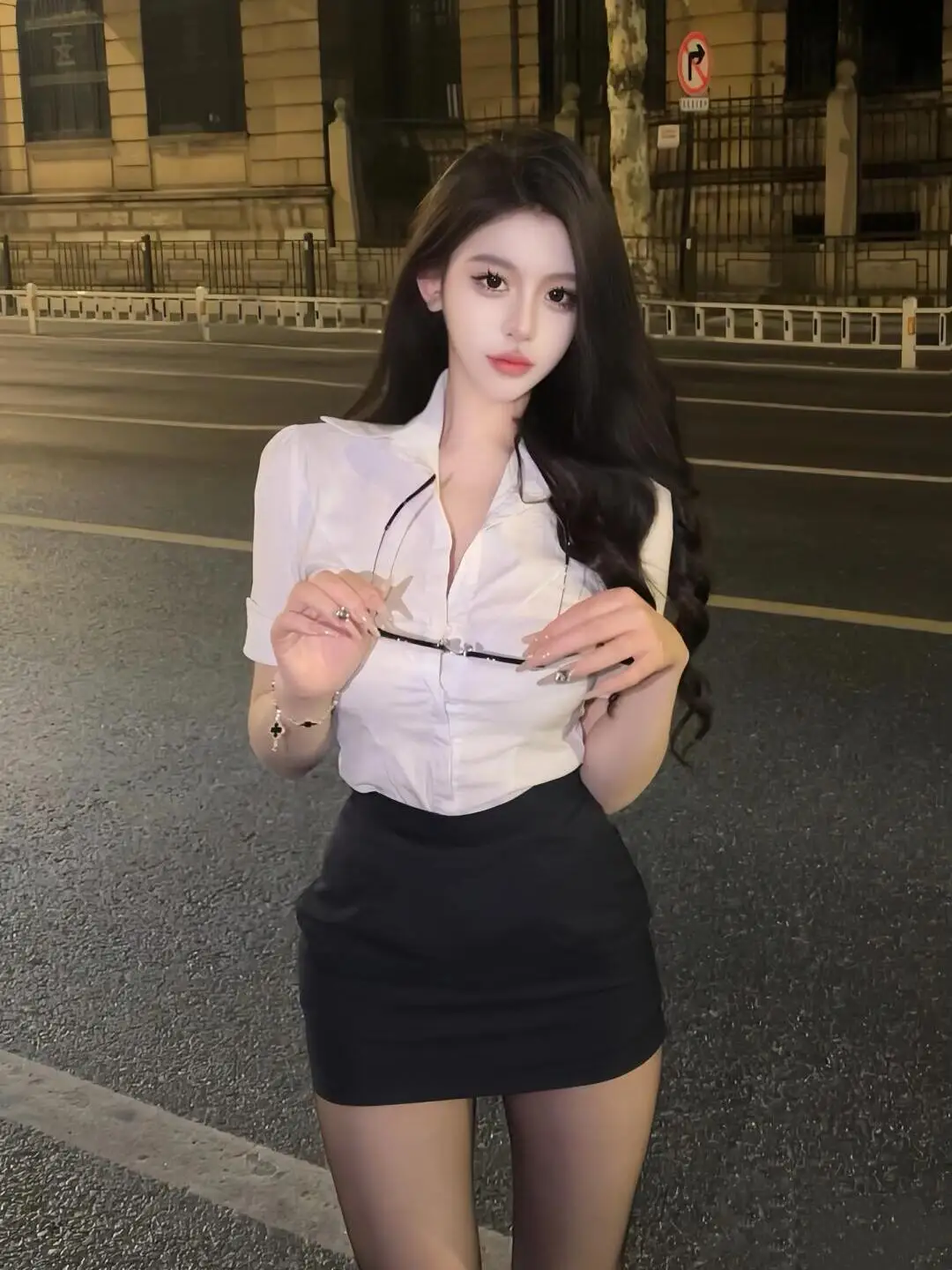 

loween COS Spicy Fem Teacher Pure Desire OL orm ort Skirt Set White Waist-Cinching Slimming Sexy Top Women's Faion